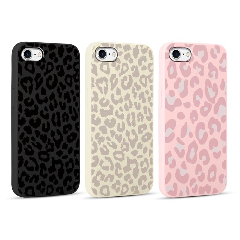Yoedge 3 Piezas Funda para iPhone 8/7 /SE 2020 /SE 2022 4,7', Ultra Delgado Flexible Suave TPU Silicona Carcasa con Aesthetic Leopardo Dibujos, Antigolpes Anti-arañazos Protectora Caso para iPhone SE