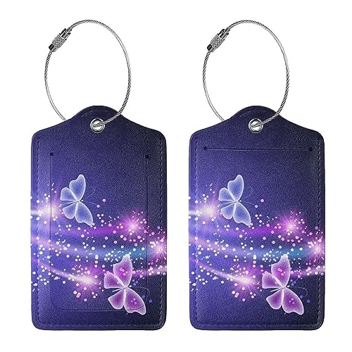 Étiquette de bagage papillon violet anti-perte pour valise
