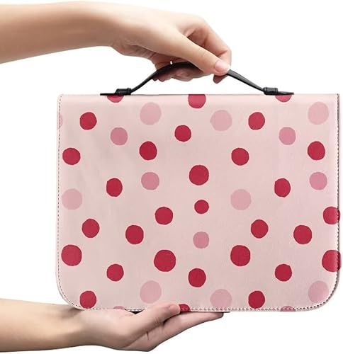 Miniatura 2 de Funda de cuero para la Biblia para hombres, funda de Biblia con patrón de bola roja, bolsa grande para la Biblia con asa bolsa de mano para la