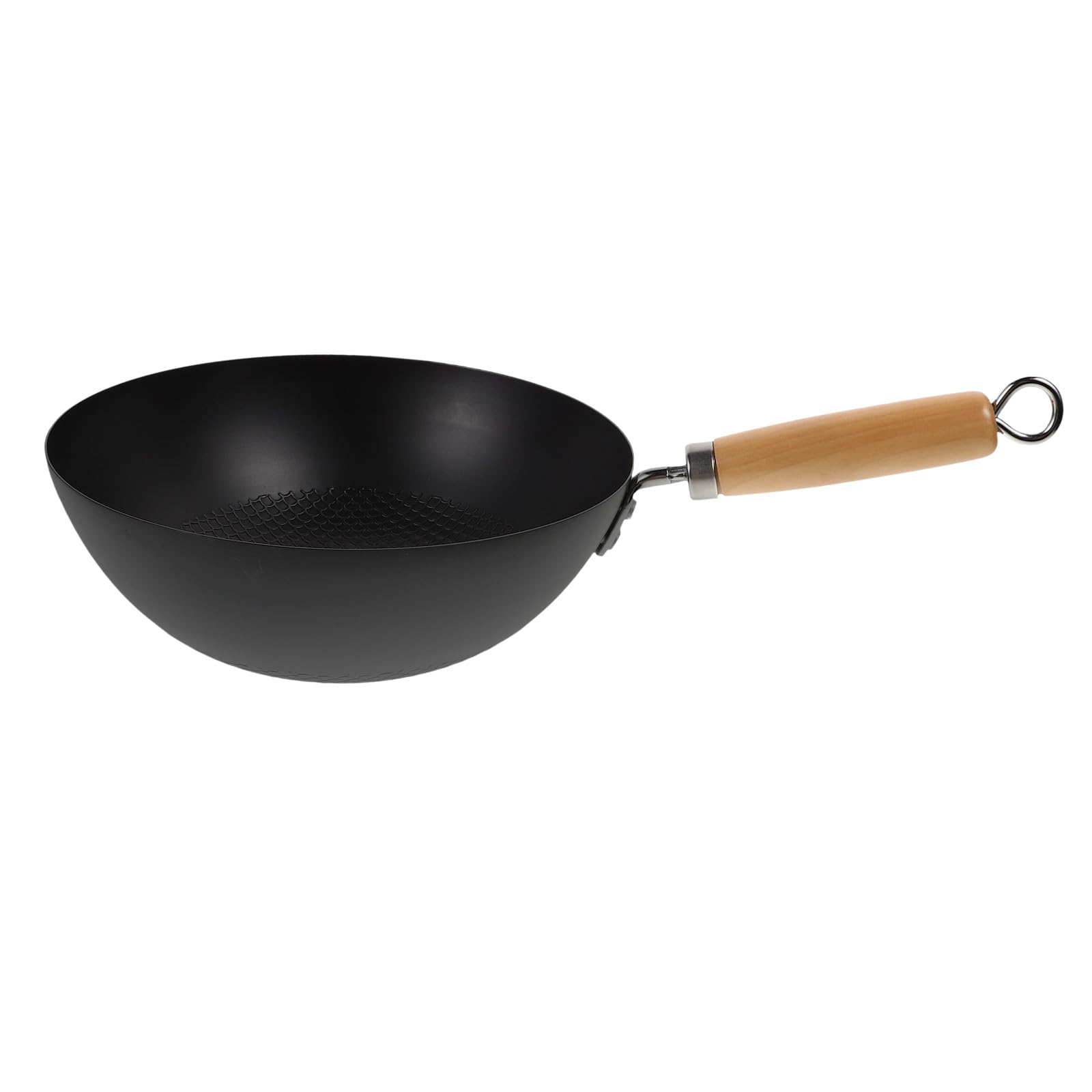 GALPADA Padella Wok in Ferro Battuto Piccolo Manico Ergonomico per Fornello a Gas, Pentola Wok Antiaderente ad Ampio Uso per Cucina Quotidiana