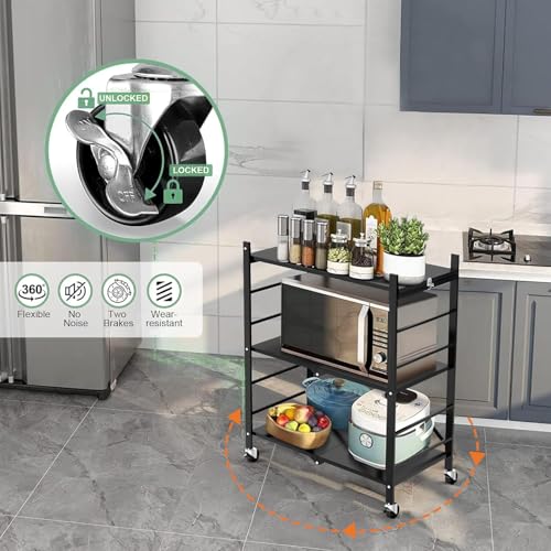 Devesanter Scaffale Da Cucina In Metallo, Pieghevole, Con Ruote, A 3 Livelli, Organizer Da Cucina, Scaffale E Carrello Mobile, Non è Necessaria Alcuna Installazione, Per Cucina, Dispensa, Ufficio - 2