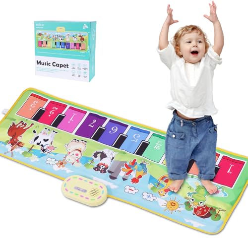 Toddler Toys Farm Animals Piano Mat, Baby Musical Floor Carpet Play mat for Kids,Sensory Educational Learning Dancing Keyboard,Touch Blanket Xmas Christmas Birthday Gift for 1-5 Year Old Girl boy