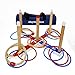 Wurfspiele Ring Toss Game Wooden Quoits Throwing Tossing Game Set with Carry Bag(5 pcs Rope Rings + 10 pcs Plastic Rings