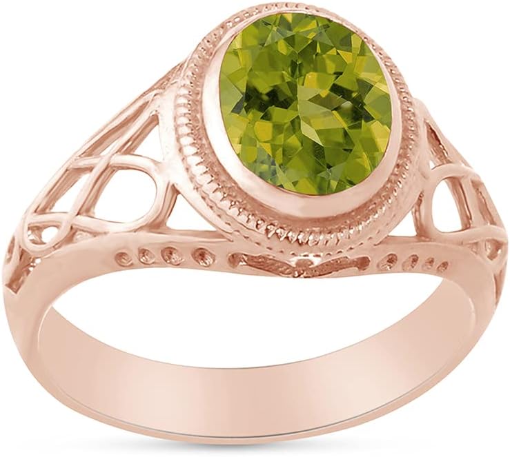 Celtic Lady's Simulated Birthstone Ring In 14K Rose Gold Plated 925 Sterling Silver Jewelry for Ladies