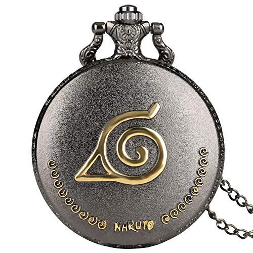 Naruto Quartz Pocket Watch for Men Golden Relief Pocket Watches for Boys Cartoon Characters Carving Pendant Watch for Friends - Wuhu Ren Store