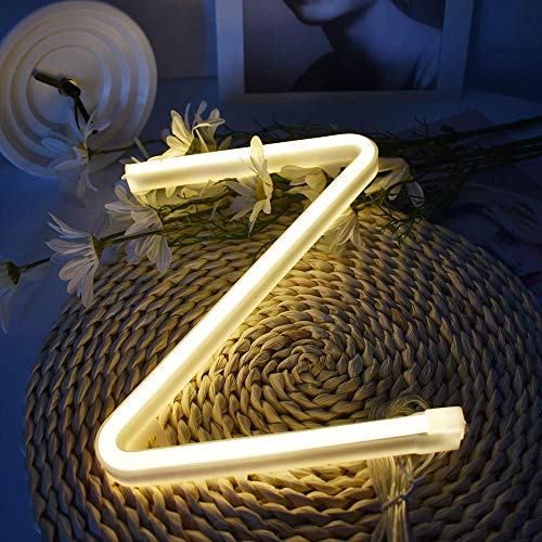 Image of ENUOLI Warm White Neon Letter Lights Light up Words Sign Alphabet Neon (Z) | Art Lights Best Wall Decor for Wedding Birthday Party Christmas Home Bar Club Baby Room Living Room Decoration