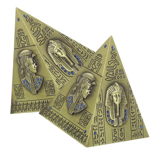 TEMPNAP 2個 古代属製ピラミッド模型点 ヴィンテージ装飾品 レトロなデスクトップ置物 インテリアお土産用