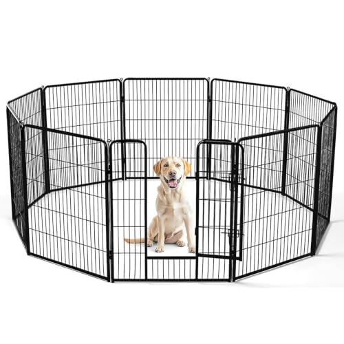 Image of DUMOS Dog Playpen 40 Inch 8 Panels Indoor Outdoor Metal Pet Fence