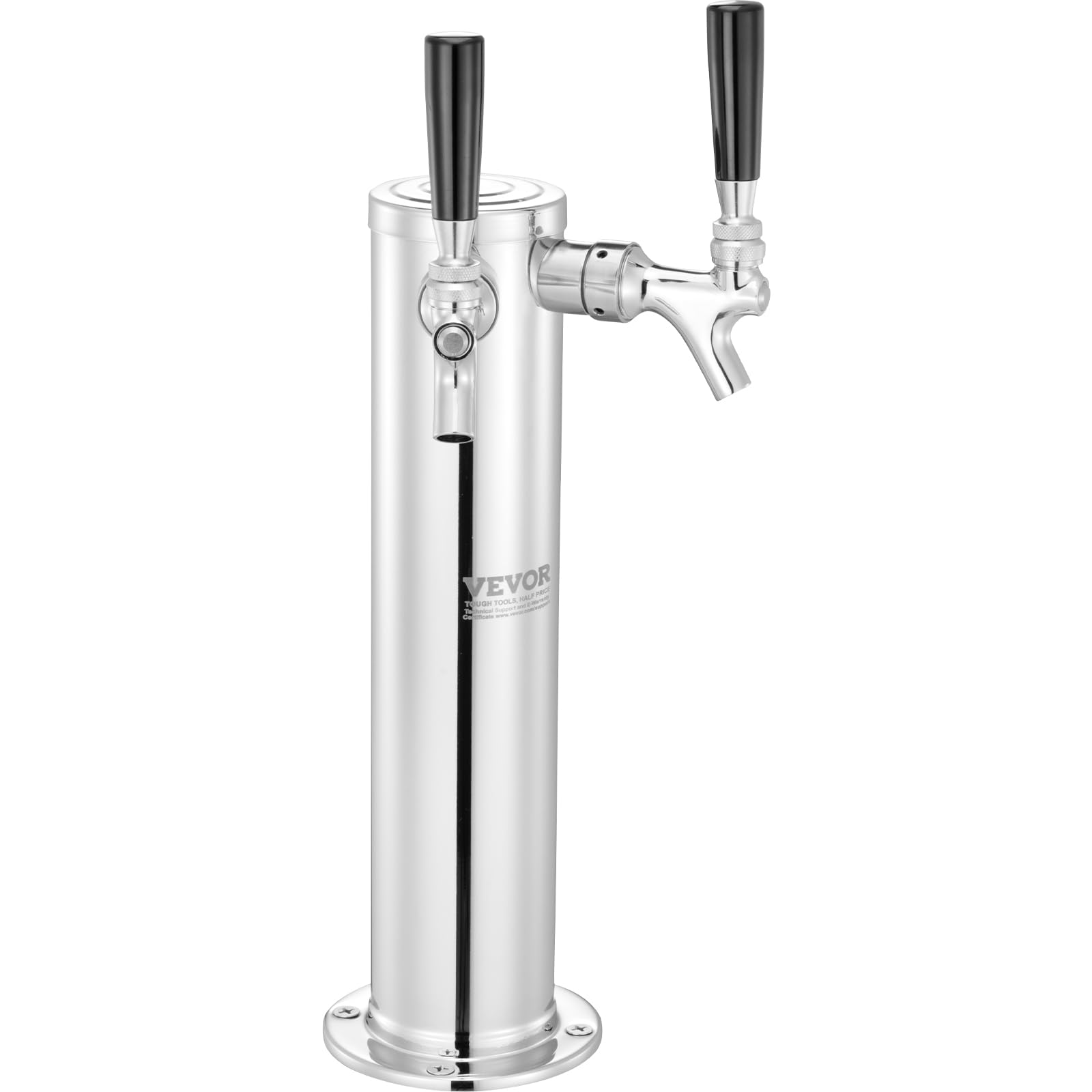VEVOR Kegerator zestaw do konwersji piwa z dwoma kranami, dozownik wieży piwa ze stali nierdzewnej z podwójnym urządzeniem pomiarowym W21.8 i sprzęgłem beczkowym systemu A, tacka na imprezy w domu