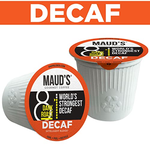 Maud's World's Strongest Dark Roast Decaf Coffee, 100Ct. Solar Energy Produced Recyclable Single Serve Decaf Dark Roast Coffee Pods, 100% Arabica Coffee California #TOP2