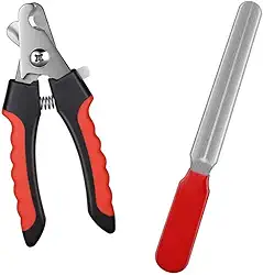 Cortador De Unhas Pet Kit Alicate e Lixa Para Cães e Gatos (Preto e vermelho)