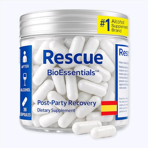 RESCUE® Complemento con DHM + L-Cisteína - Recuperación y Desintoxicación Hepática Después de Fiestas - Dihidromiricetina, Cisteína, Cardo Mariano, Kudzu, Vitaminas B y Minerales Esenciales
