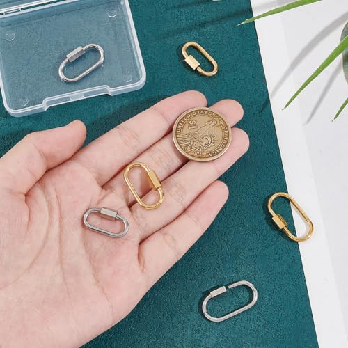 UNICRAFTALE 6Pcs 2 Colors 3 Sizes Oval Screw Carabiner Lock Stainless Steel Screw Locking Keychain Carabiner Clasp Metal Keychain Clip Hook Quick Link 21/24/26 mm for Jewelry Making Handbag Accessory - Image 2