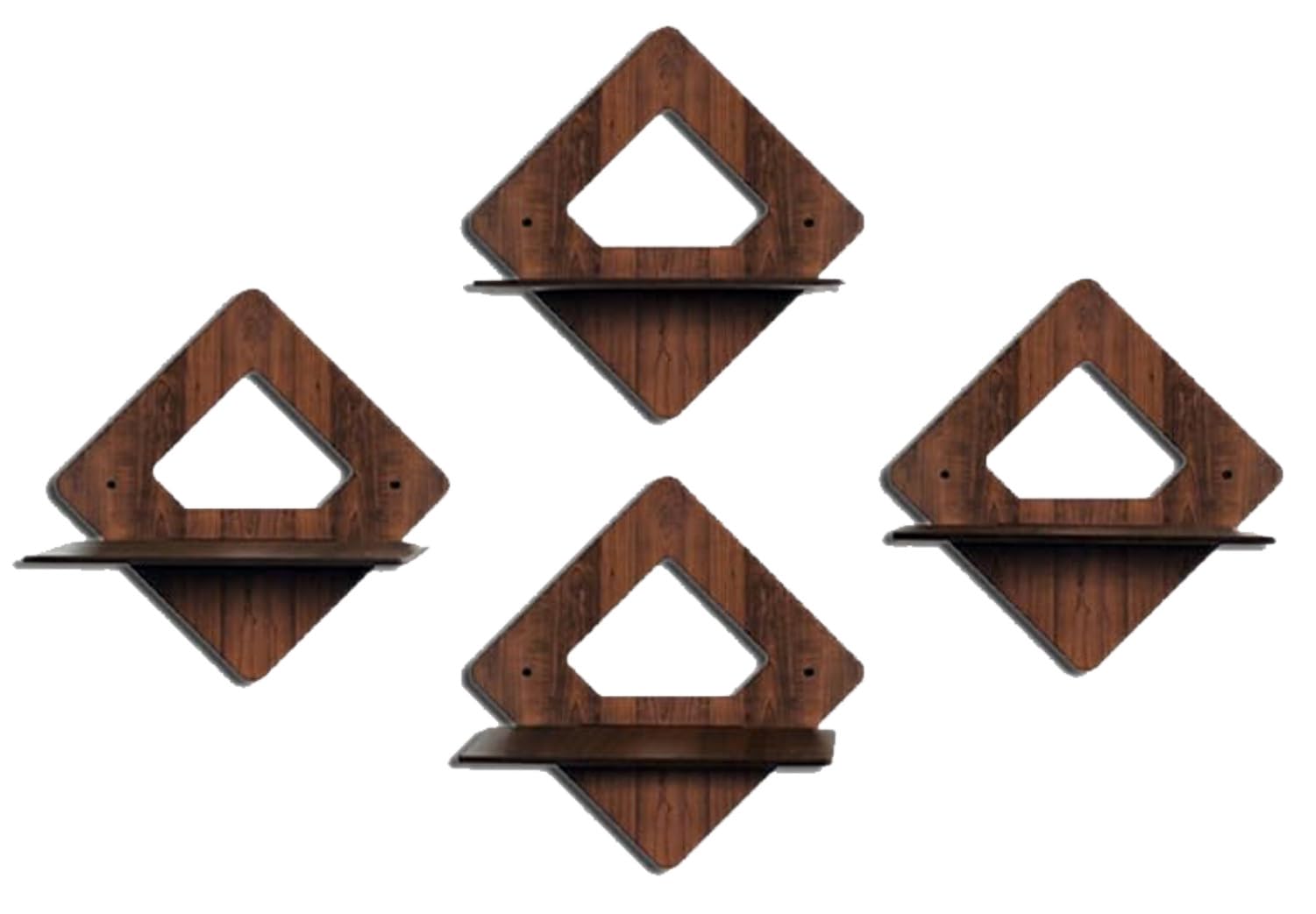 CRAFTZO Wall Mounted MDF Shelf for Living Room, Bedroom, Kitchen - Stylish Freestanding Rectangular Shelf (Pack of 4, Brown)