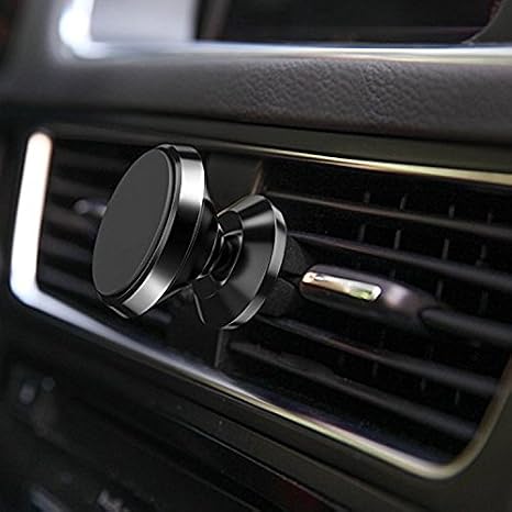 IFLASH Magnetic Mount, Aluminum Universal Air Vent Magnetic Car Mount Phone Holder, 360 Degree Rotation for Multi-Angle View, Cradle-Less Car Phone Mount Stand for Apple iPhone/Samsung Galaxy - Black