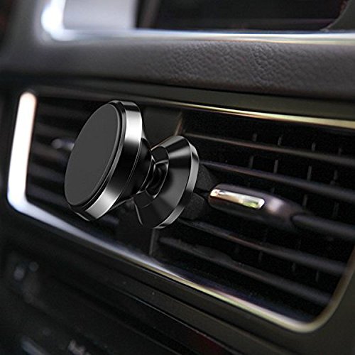 IFLASH Magnetic Mount, Aluminum Universal Air Vent Magnetic Car Mount Phone Holder, 360 Degree Rotation for Multi-Angle View, Cradle-Less Car Phone Mount Stand for Apple iPhone/Samsung Galaxy - Black