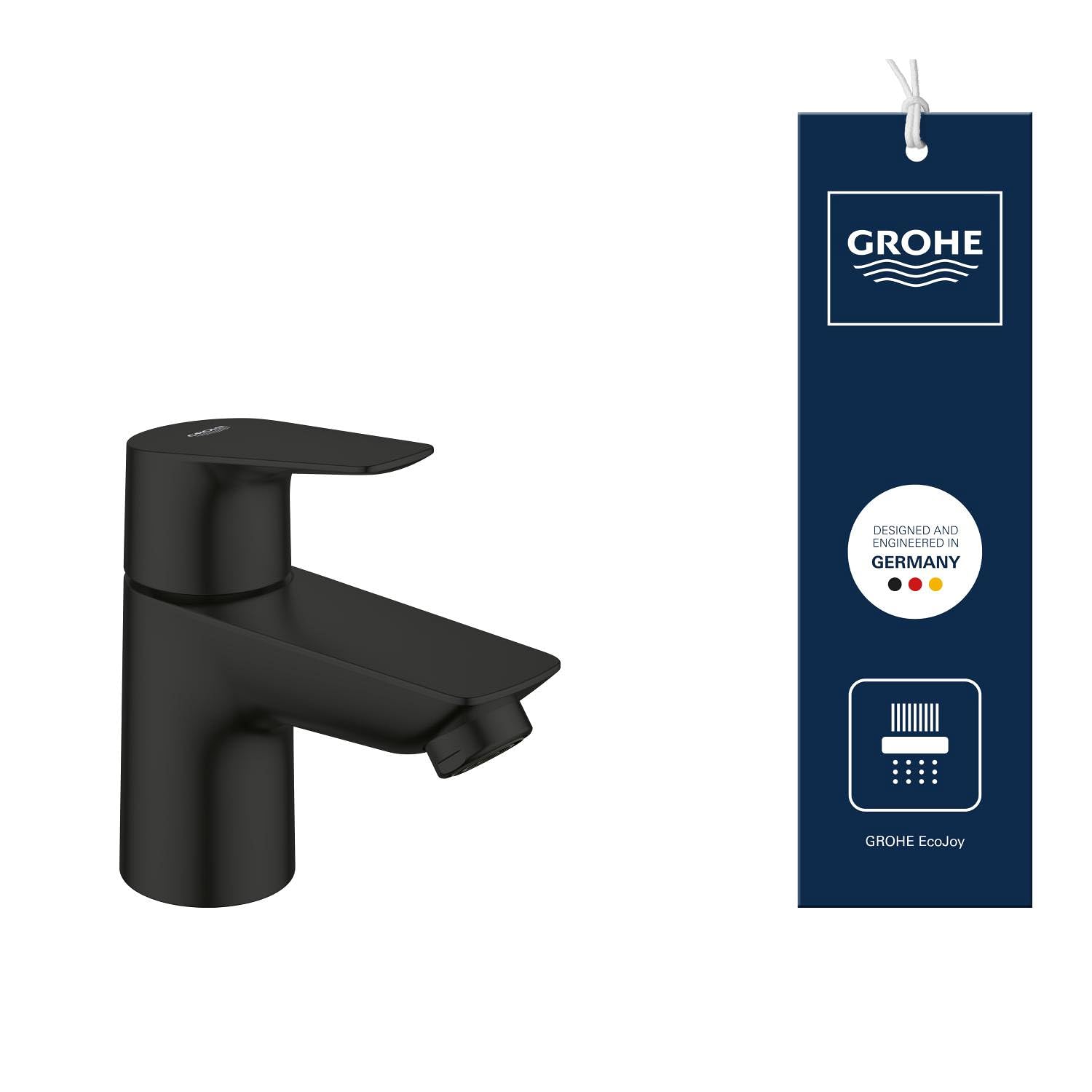 GROHE Start Edge - Grifo de repisa (Talla XS, montura cerámica, ahorro de agua, tuerca de fijación G 1/2"), Negro Mate, 1059632431