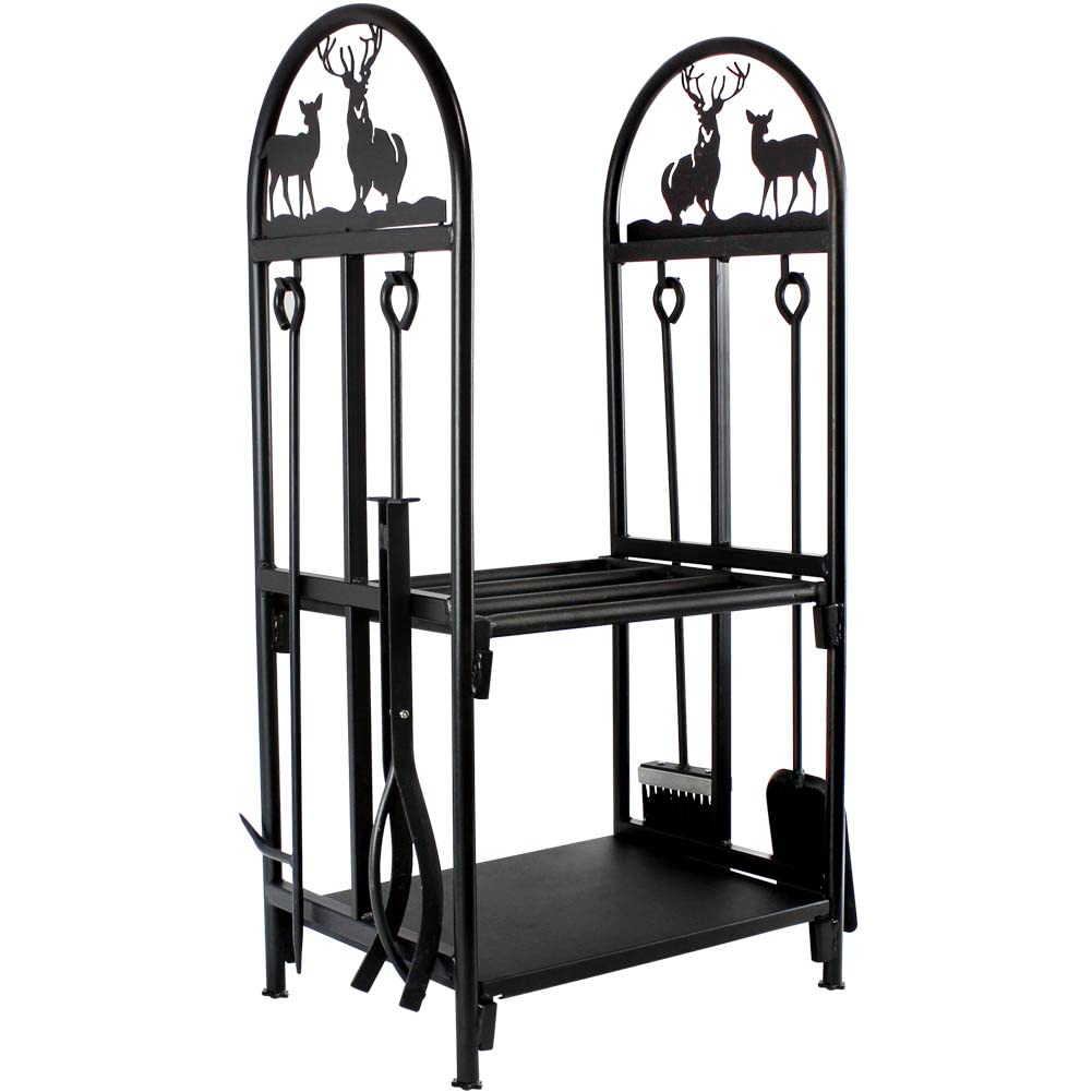 Circle Log Holder, Log Rack, Log Basket Fireside Fireplace Black Metal