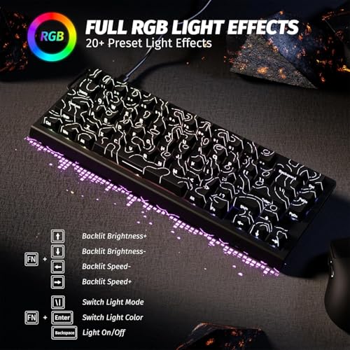 Image of ATTACK SHARK X68HE RT Mechanical Gaming Keyboard 60% Wired TKL-BlackContour | Adjustable Actuation,Hall Effect Magnetic Switch,8KHz Polling Rate,RGB Backlit,Top Mount,Side Printed Keycap for PC Mac Gamer