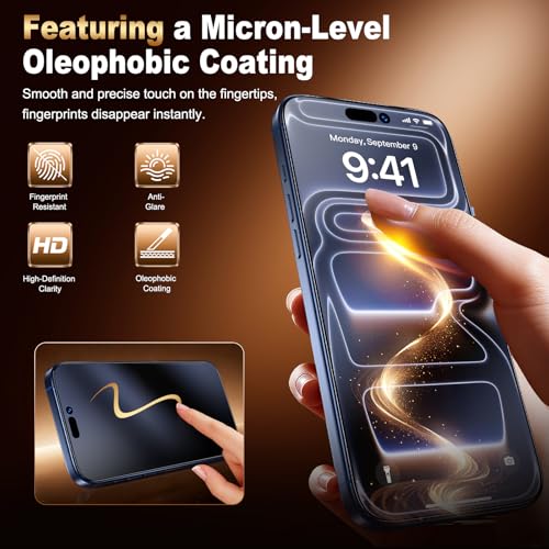 Image of UniqueMe for iPhone 17 Pro Matte Screen Protector - 6.3 inch - 2 Pack | HD,Smooth Matte Finish,9H+ Tempered Glass,Anti-Glare, Anti-Fingerprint, Bubble Free, Easy to Install