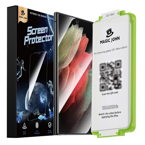 MAGIC JOHN 2 Stück für Samsung Galaxy S21 Ultra Flexibler PET für Bildschirmschutz (6 8 Zoll) Auto-Dust-Eliminierung 7H HD Klar Bläschenfrei Einfache Installation