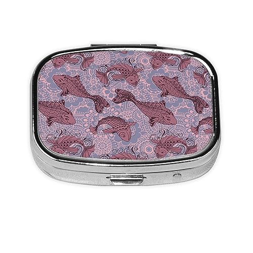 ピルケース 薬ケース 魚 フィッシュ スクエアピルボックス ピルボックス 小さなピルボックス ミニピルボックス ミニ薬箱 携帯ピルケース 収納ボックス 小物入れ 携帯用 くすり整理 人気 長方形 薄型 コンパクト 小型 おしゃれ くすり整理 ピルミニサイズ
