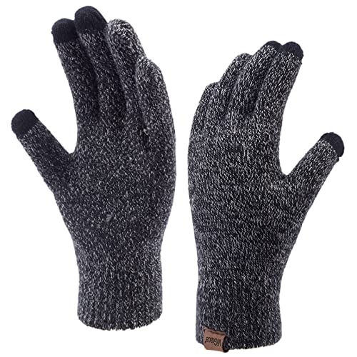 Winter Touchscreen Gloves for Men & Women 3 Fingers Dual-layer Touch Screen Warm Lined Anti-Slip Knit Texting Glove 2 Size