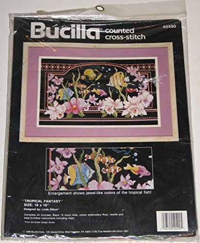 Kit de broderie point de croix Bucilla Tropical idée cadeau créatif signé Linda Gillum