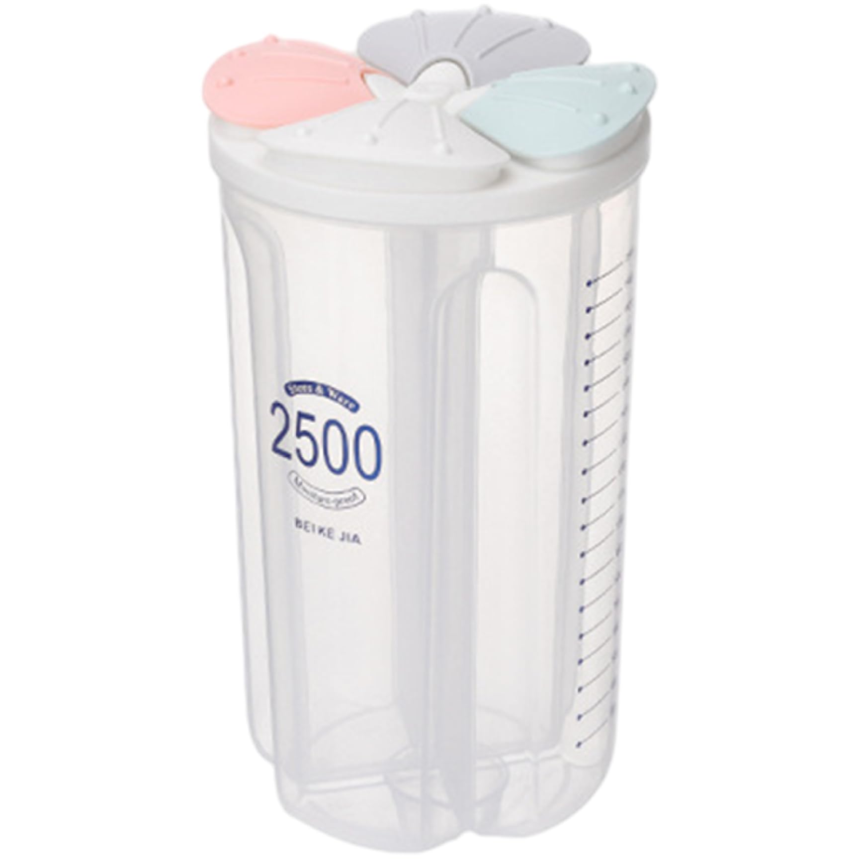 Liummrcy Cereal Containers Storage, 2500Ml 4 Grid Clear Plastic Cereal Dispensers With Airtight Lids, Multiple Compartments Calibration Keeps Food Fresh, Jars