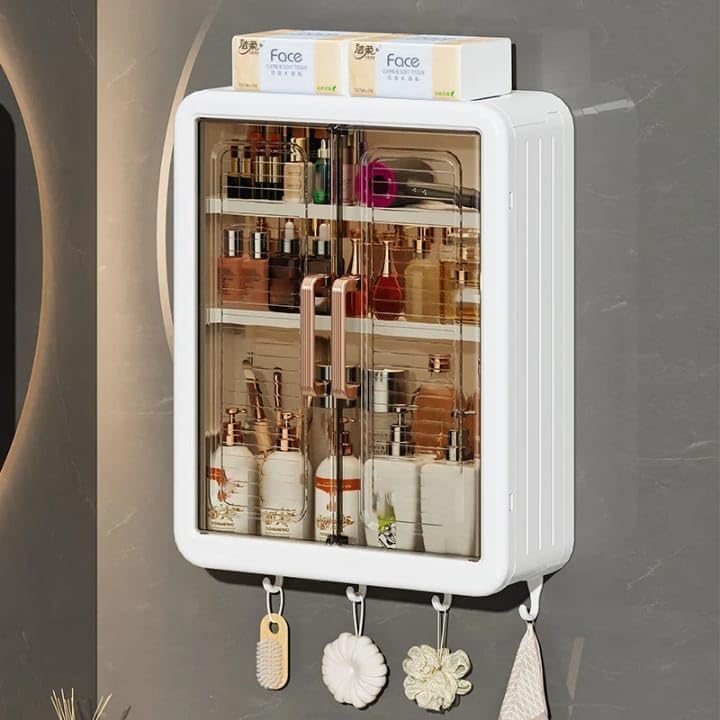SANTALON Wall Mount Kitchen Storage Box | Foldable Mounted Bathroom Cabinet Double Door | Space Saving Bathroom Organiser | Multi-Purpose & Home Storage Cabinet for Toiletries, Spices & Essentials 4