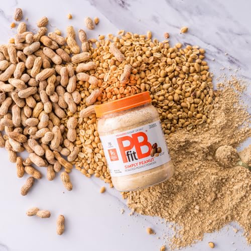Image of PBfit 24 Ounce Simply Peanut Powdered Peanut Powder, No Added Sugar or Salt, Non-GMO, Plant-Based, Gluten-Free Protein Powder, 9g of Protein 9% DV