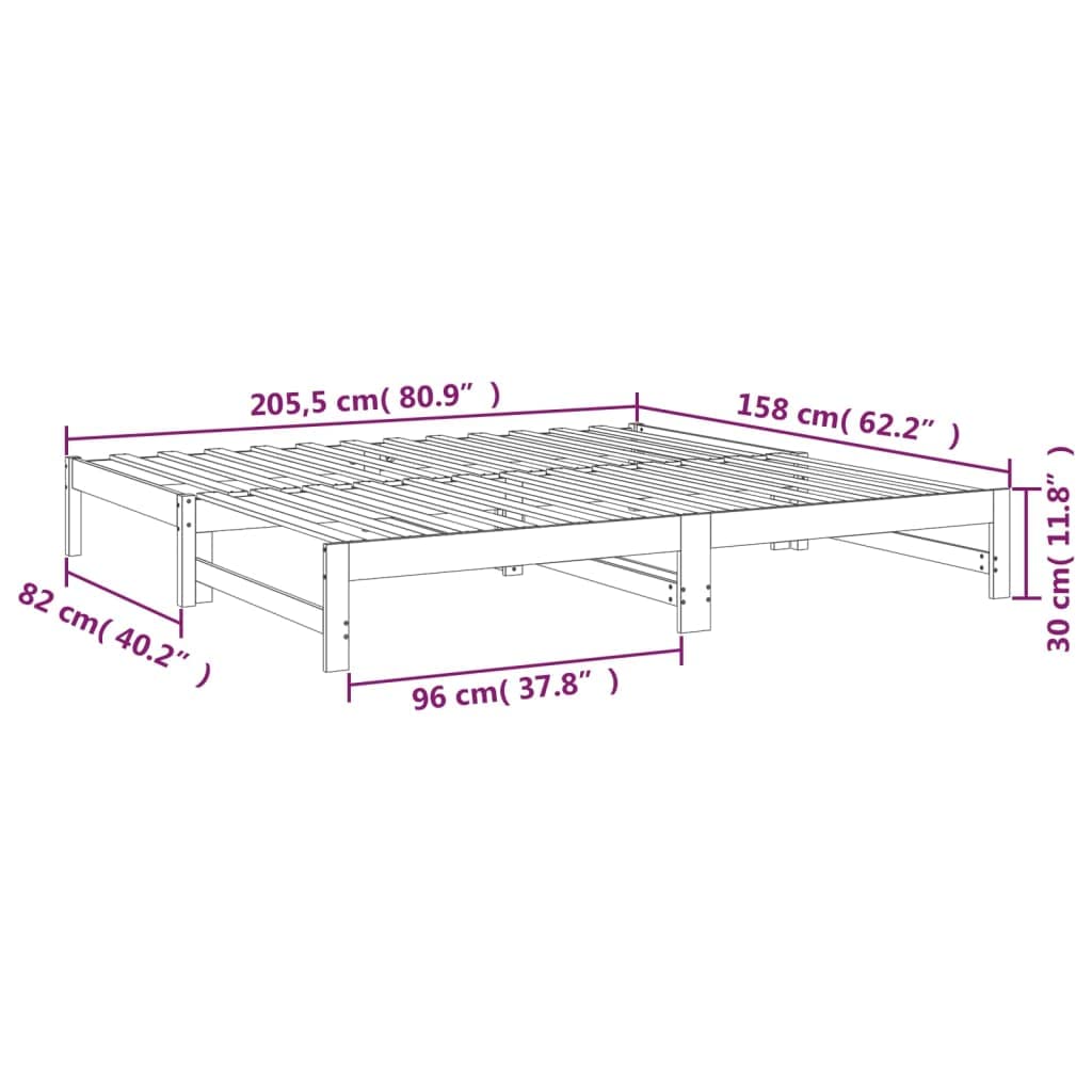 vidaXL Sofá Cama Extraíble para Invitados Plegable Mobiliario Mueble Multiusos Salón Sala de Estar Madera Maciza de Pino Blanco 2X(80x200) cm
