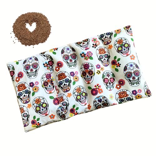 Bouillotte graines de lin micro-ondes déhoussable 30x15cm Calavera