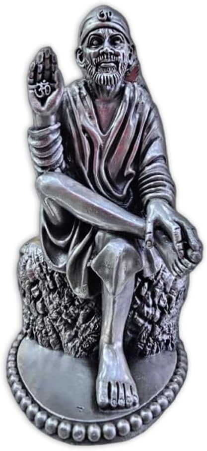 Idole Sai Baba argent 925, sculpture sacree pour coin meditation de maison