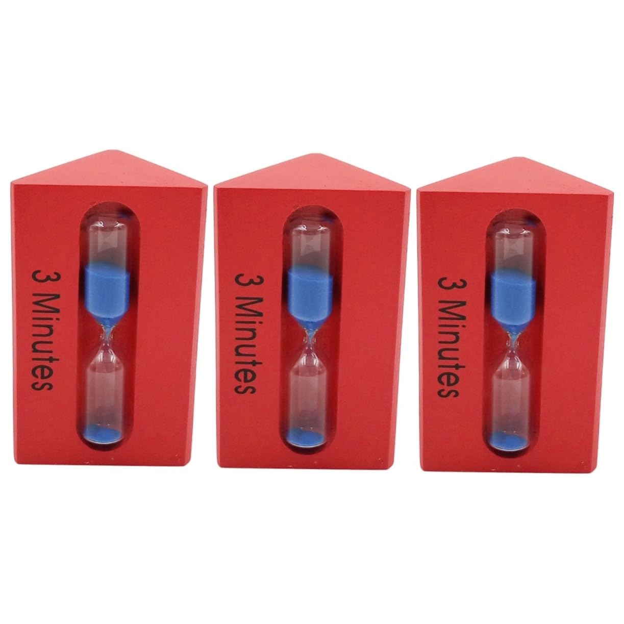 TOPBATHY Reloj De Arena Triangular Rojo De 3 Piezas para Juegos De Cocina Ejercicio Madera Temporizador De 3/5/7 Minutos