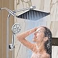 GAOZHIBST 14‘’ High Pressure Rain Shower Head Rainfall Shower Heads with Handheld Spray Combo Fixed Showerhead with Adjustable Extension Arm and 10 Spray Handheld Shower Head& 70 Inch Long Shower Hose