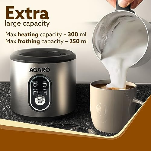 AGARO Regal Milk Frother for Coffee, 4 in 1 Electric Detachable Milk Frother and Heater | Made of Stainless Steel with Hot & Cold Foam Function for Latte, Cappuccino, Macchiato,... - Image 3