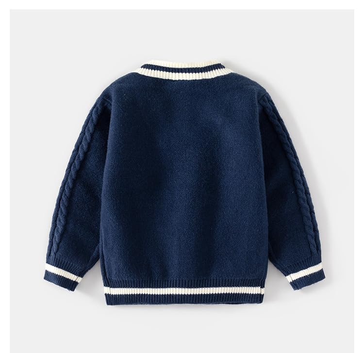 Little Boys Cute Cardigan V-Neck Buttons Up Sweater Cardigan Toddler Twist Cable Knit Warm Kids Coat Uniform3