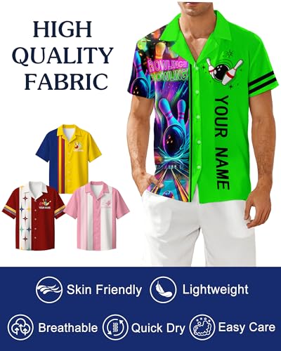 Custom Retro Bowling Shirts with Personalized Team & Player Name | Unisex Vintage Button Down Casual Shirts for Men & Women4