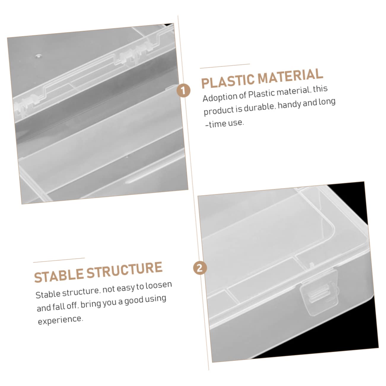 KOMBIUDA Plastic Storage Organizer 2 Compartment Toy Storage Bin Lids Clear Boxes for Toys