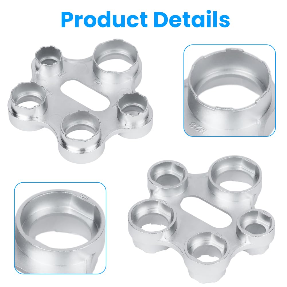 Ainiv Faucet Aerator Removal Wrench Tool, 10 in 1 Tap Aerator Wrench, M16-M28 External & Internal Threads, Chrome Finish - Image 3