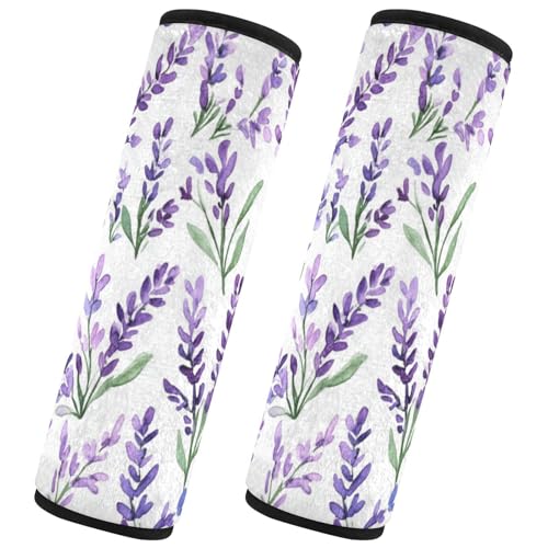 Seat Belt Covers 2 Pack Watercolor Lavender Car Seat Strap Covers Super Soft Purple Car Seat Neck Cover for Boys Girls Adults Babies M