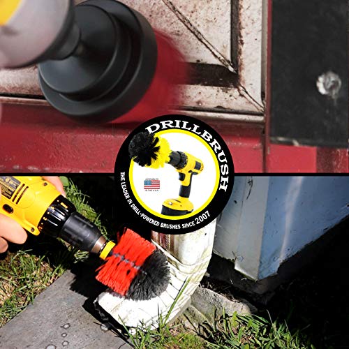 2 Piece Red Stiff Bristle Rotary Cleaning Drillbrushes for Cleaning Siding Brick, Stone, Fireplaces, Decks, Gutters - Image 2