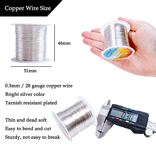 328 feet tarnish resistant copper wires 28 gauge jewelry craft wires beading wire for jewelry making wire wrapping and craftingsilver