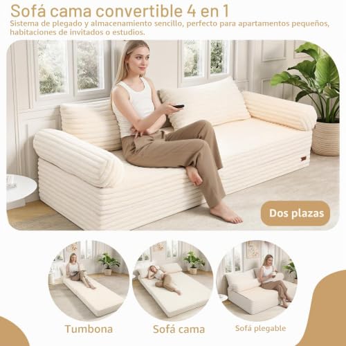 Sofá para sala de estar MeMoreCool 3 en 1 modular funcional beige 5