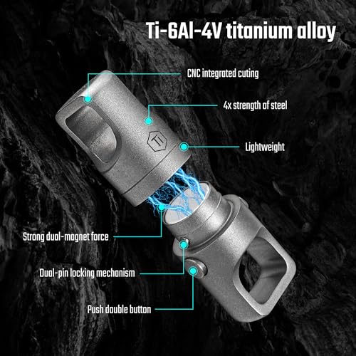 KeyUnity KA48 2pc Magnetischer Titan-Schlüsselanhänger, Doppelendiger Drehbarer Schlüsselbund aus Titan-360°Schnellverschluss-Schlüsselanhänger, Sicheres Verschlusssystem + Abnehmbarer
