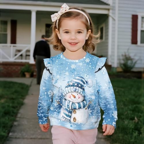 Christmas Sweatshirt Girls Toddler Girl Graphic Crewneck Sweatshirt 1-8T Pullover Tops Long Sleeve Sweaters4