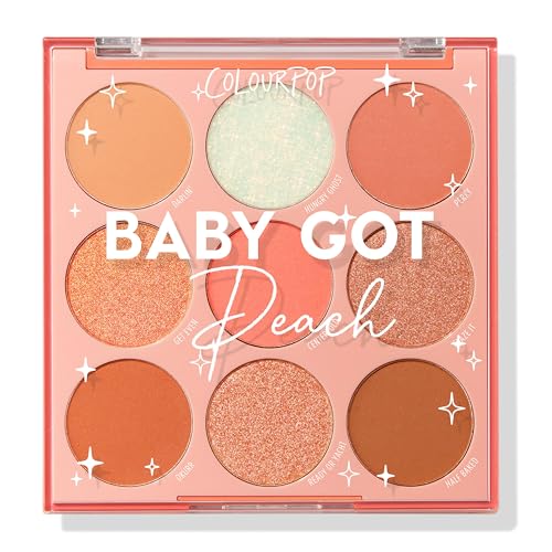 ColourPop Baby Got Peach Eyeshadow Palette - Orange & Coral Shadows with Metallic, Matte and Glitter Finishes - High-Pigment Eye Makeup with a Long-Wearing Formula (0.3 oz)