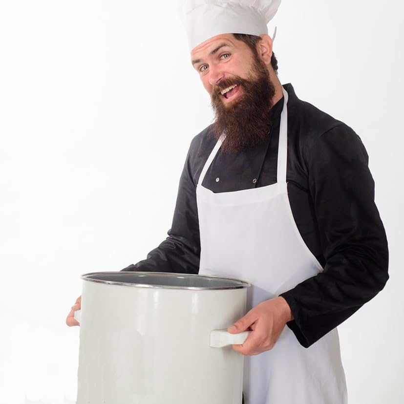 White Bib Apron for Women Adult Girls Ladies with Pockets - Kitchen Aprons Bulk for Cooking Painting BBQ Grilling Baking - Image 5