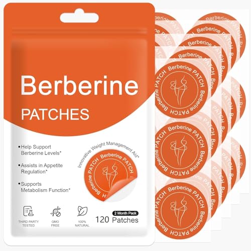 Berberine Patches with L Glutamine Chromium Pomegranate and Cinnamon to Multiple Body Parts - 8X Advanced Bioavailable Formula Suitable for Men & Women - 120Pcs (1 Count (Pack of 120))